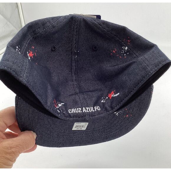 NWT Cruz Azul Fan Ink Hat Football Soccer Navy Paint Splatter Fitted Size 7 3/4 - Picture 5 of 5